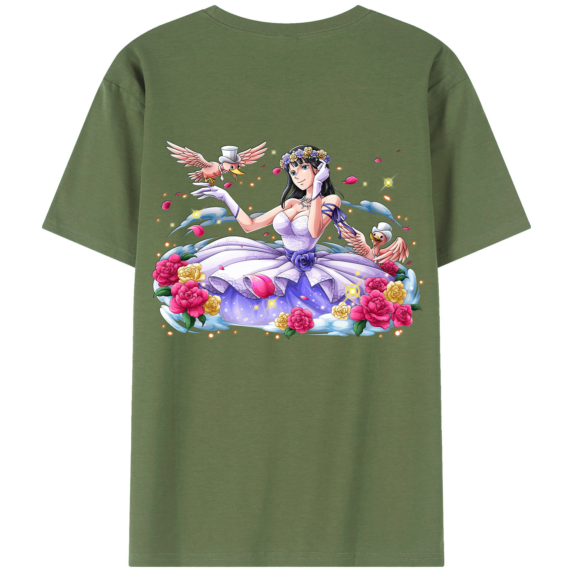 ワンピース ニコ・ロビン ONE PIECE Nico Robin 綿100％ メンズ半袖Tシャツ（バックプリント） 通気性